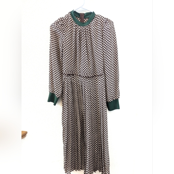Lk Bennett Fashion Marianne Dress 2 Midi Pleated Polka Dot Modest A Line - Picture 1 of 7